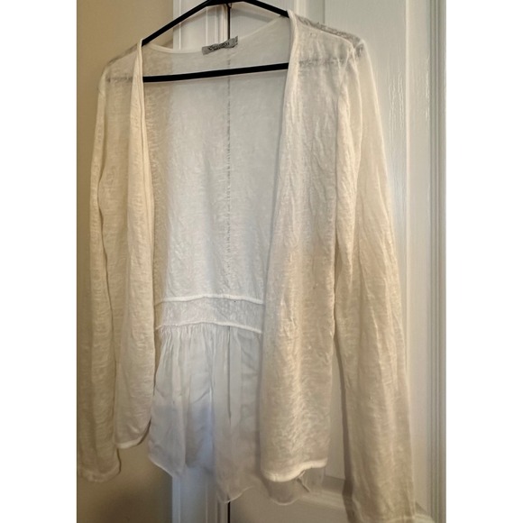 Elena Baldi White Sheer Peplum Open Front Cardigan Made in Italy Art 2953 Large - Picture 1 of 5